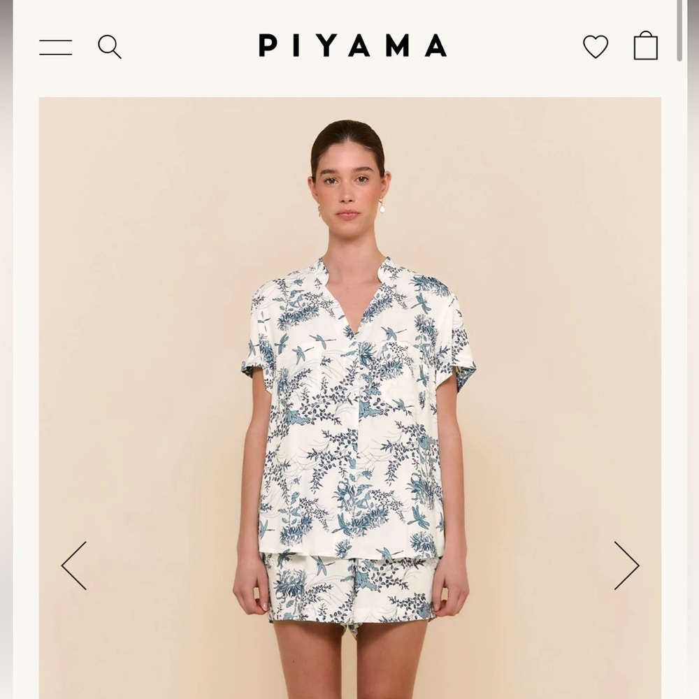 Piyama Maggie Pajama Set | Summer Toile/Aegean Blue Print | Blue & White PJ Set